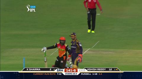 M8: SRH vs KKR – Ashish Reddy Wicket background