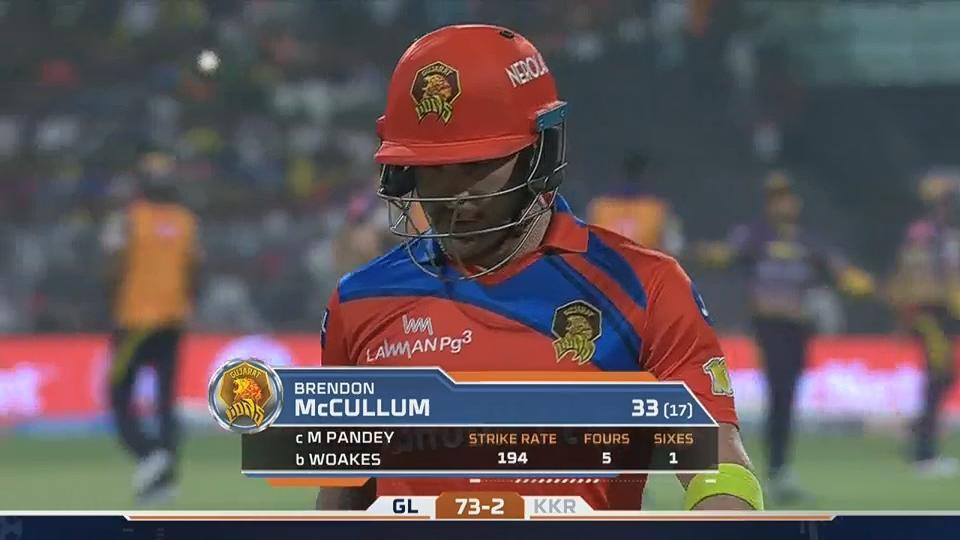 M23: KKR vs GL – Brendon McCullum Wicket