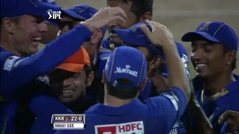 Match 15 KKR vs RR – Gambhir's Wicket