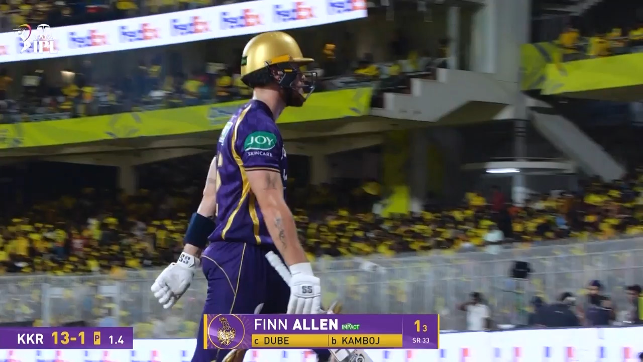 IPL 2026 M22: CSK vs KKR - Finn Allen Wicket