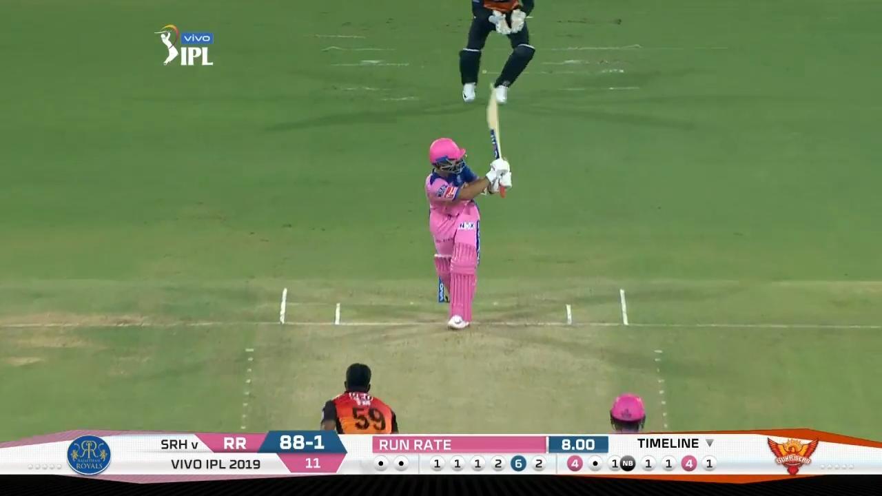 M08: SRH vs RR – Ajinkya Rahane Six background