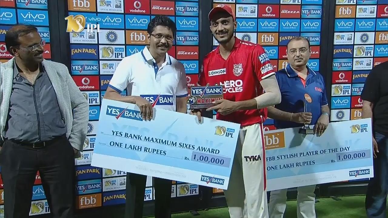 M43: RCB vs KXIP – YES Bank Maximum Sixes – Axar Patel