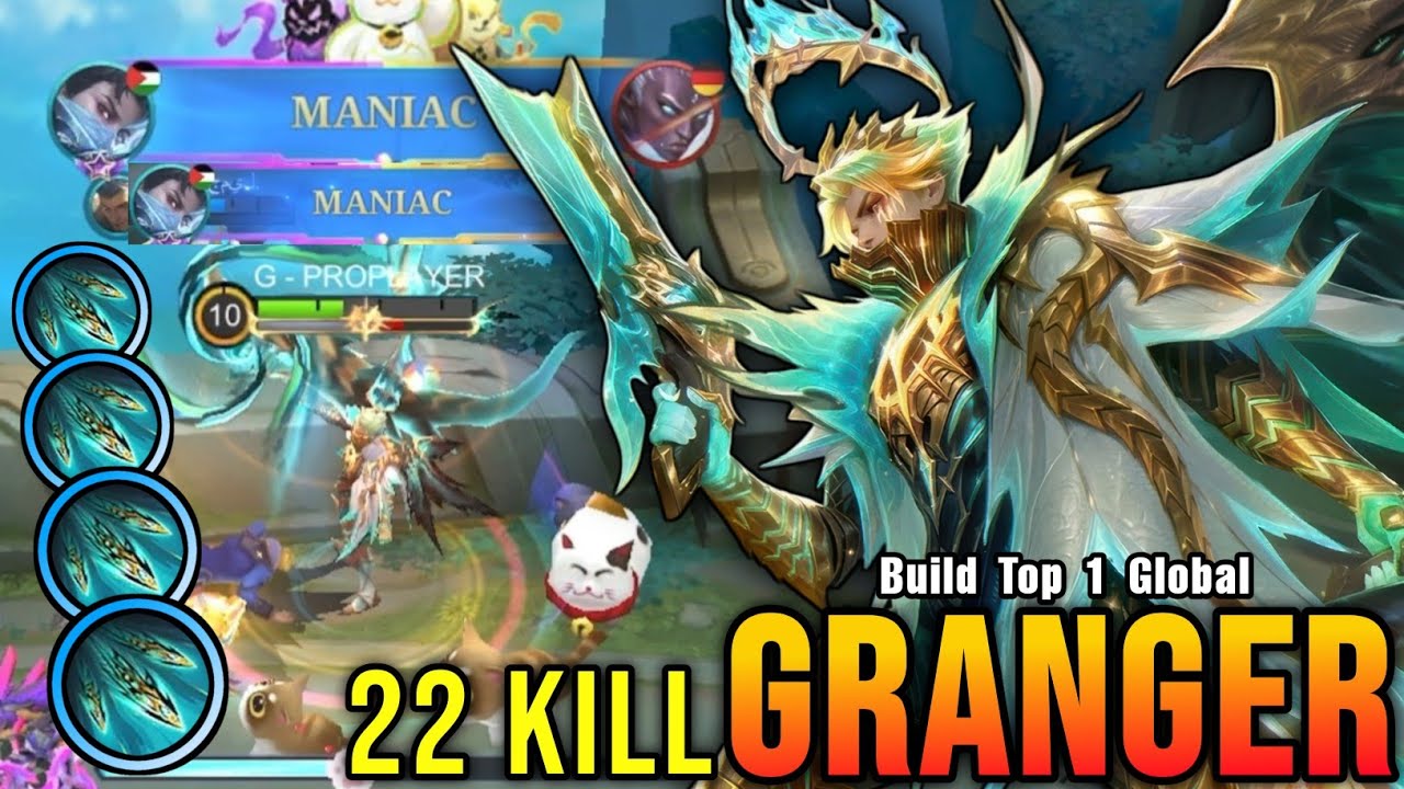 22 Kills + 2x MANIAC!! Deadly Shot Granger Monster Gold Laner!! - Build Top 1 Global Granger ~ MLBB