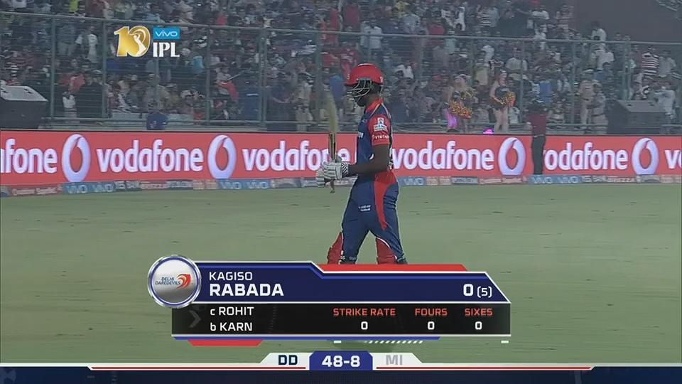 M45: DD vs MI – Kagiso Rabada Wicket