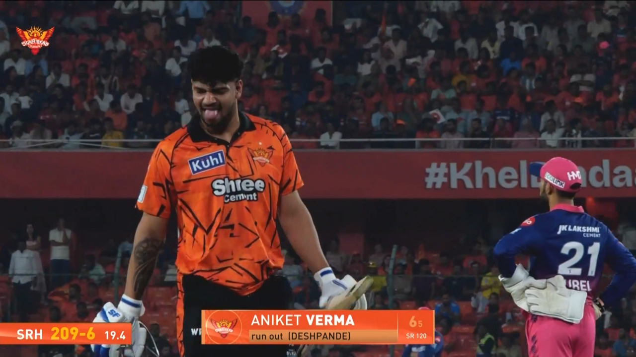 IPL 2026 M21: SRH vs RR - Aniket Verma Wicket