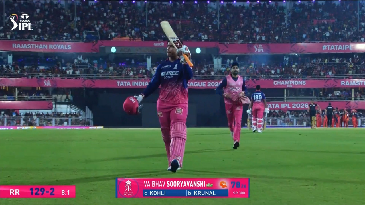 IPL 2026 M16: RR vs RCB - Vaibhav Sooryavanshi Wicket