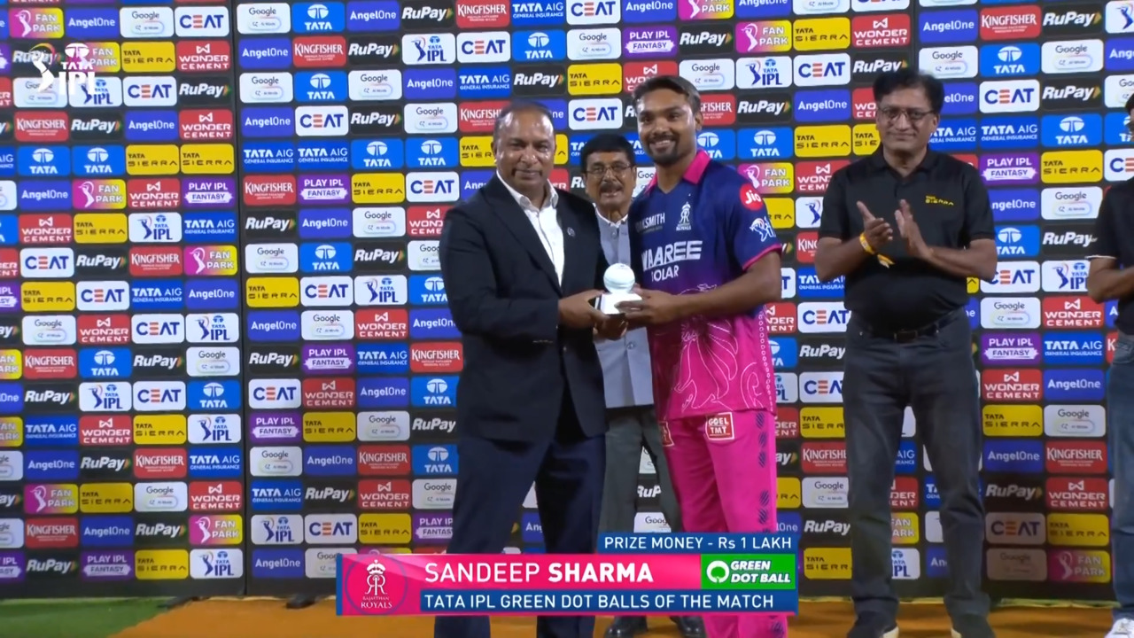 IPL 2026 M13: RR vs MI - TATA IPL Green Dot Balls of the Match - Sandeep Sharma