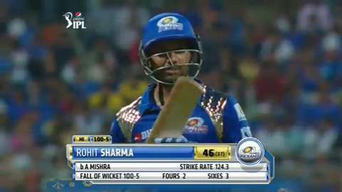 M39: MI vs DD – Rohit Sharma Wicket