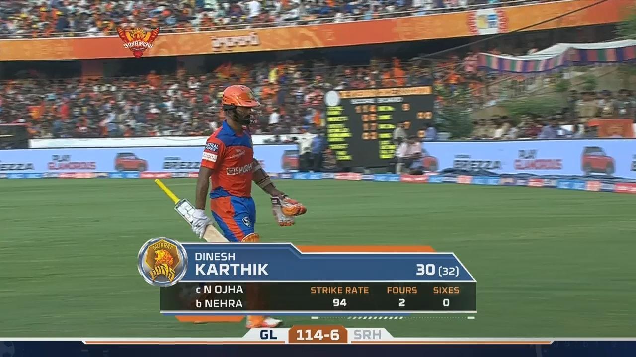 M06: SRH vs GL – Dinesh Karthik Wicket background