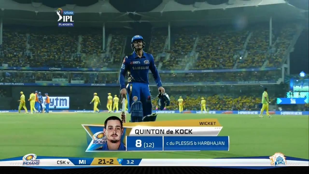 Q1: MI vs CSK – Quinton de Kock Wicket