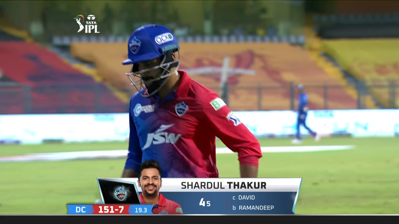 M69: MI vs DC – Shardul Thakur Wicket