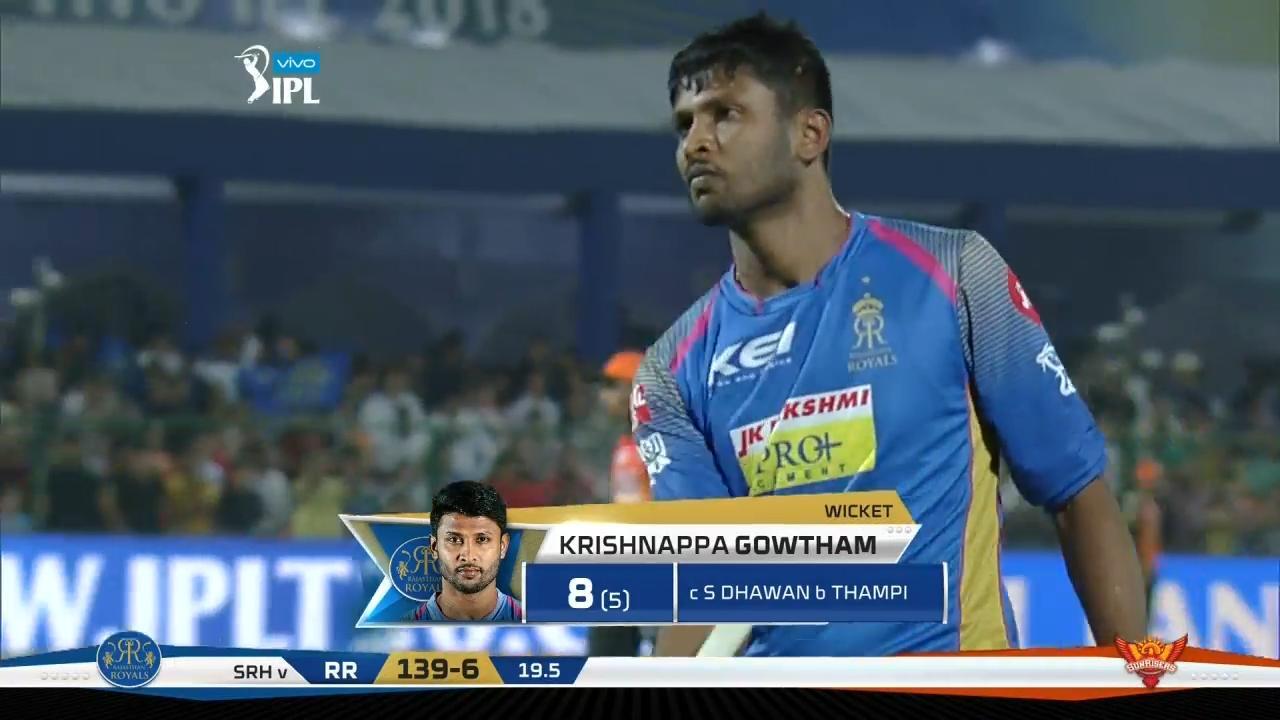 M28: RR vs SRH – Krishnappa Gowtham Wicket background