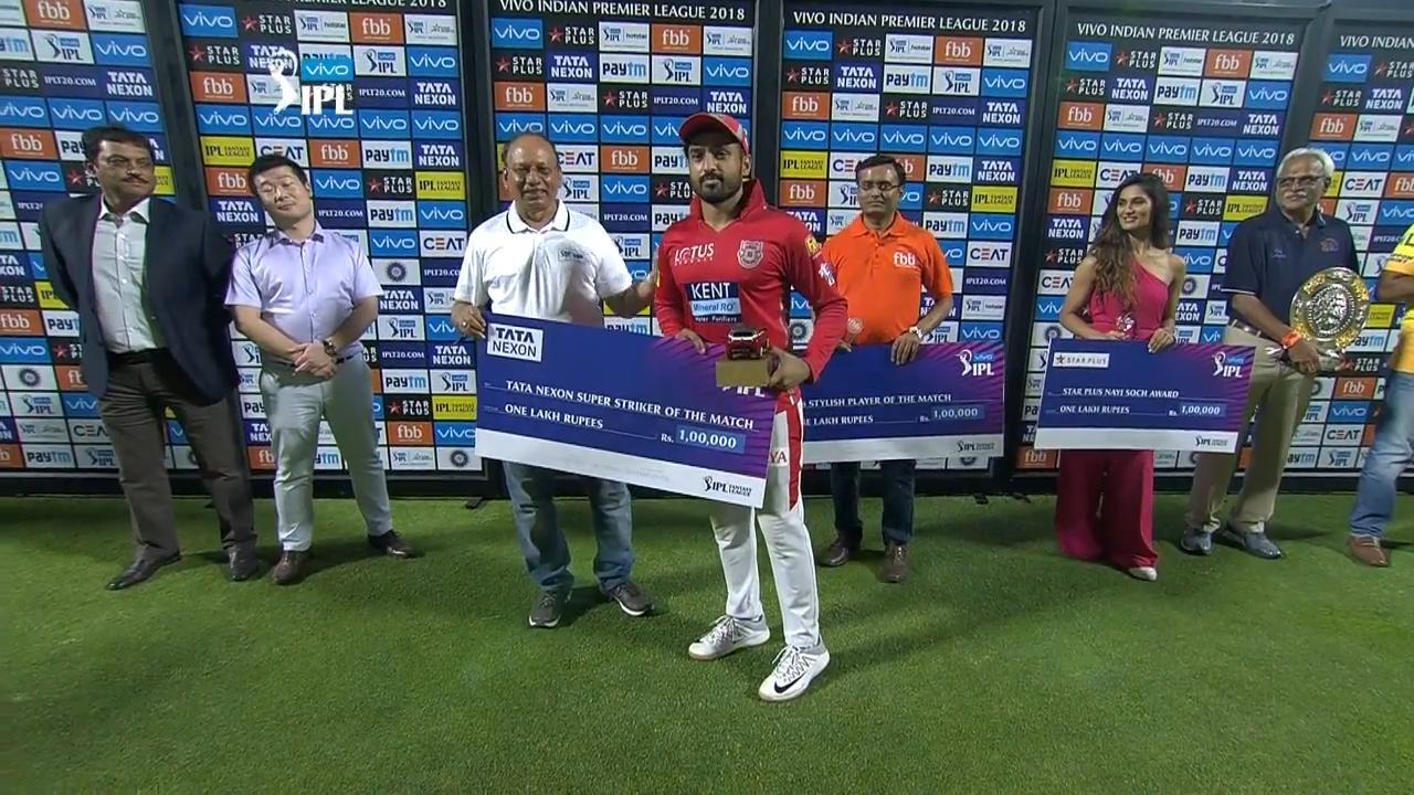 M56: CSK vs KXIP – TATA Nexon Super Striker of the Match – Karun Nair background