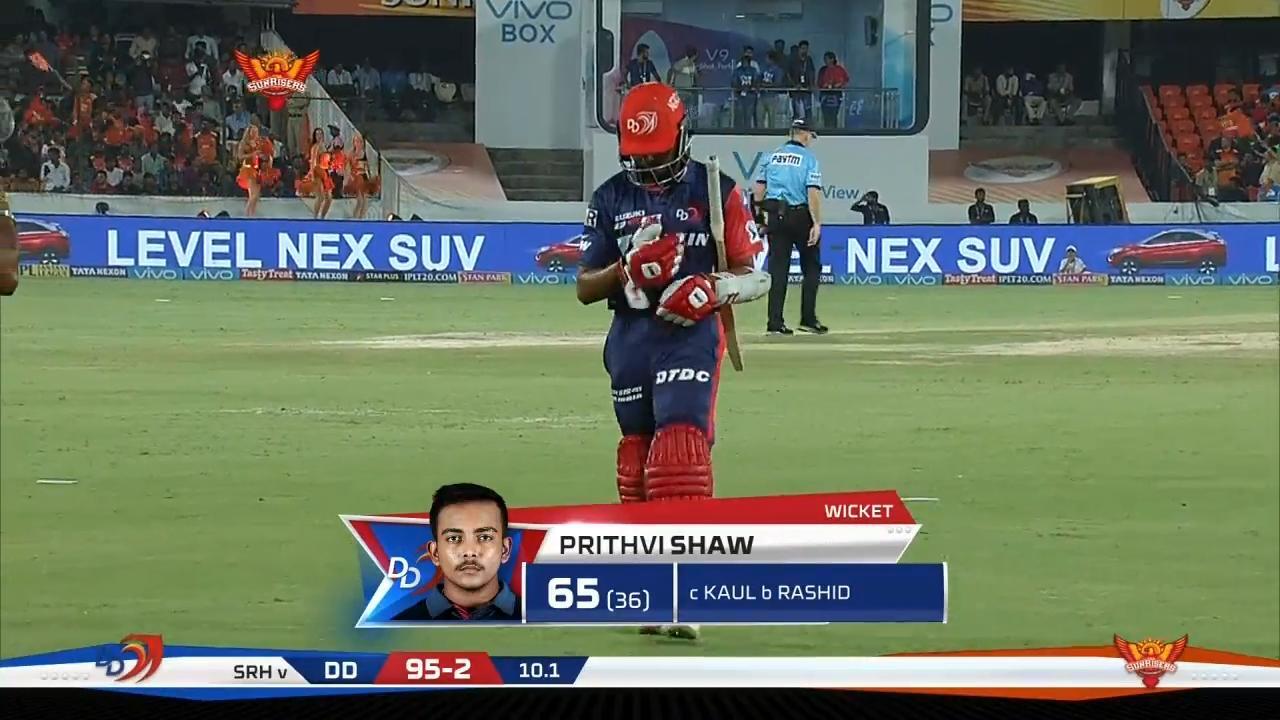 M36: SRH vs DD – Prithvi Shaw Wicket