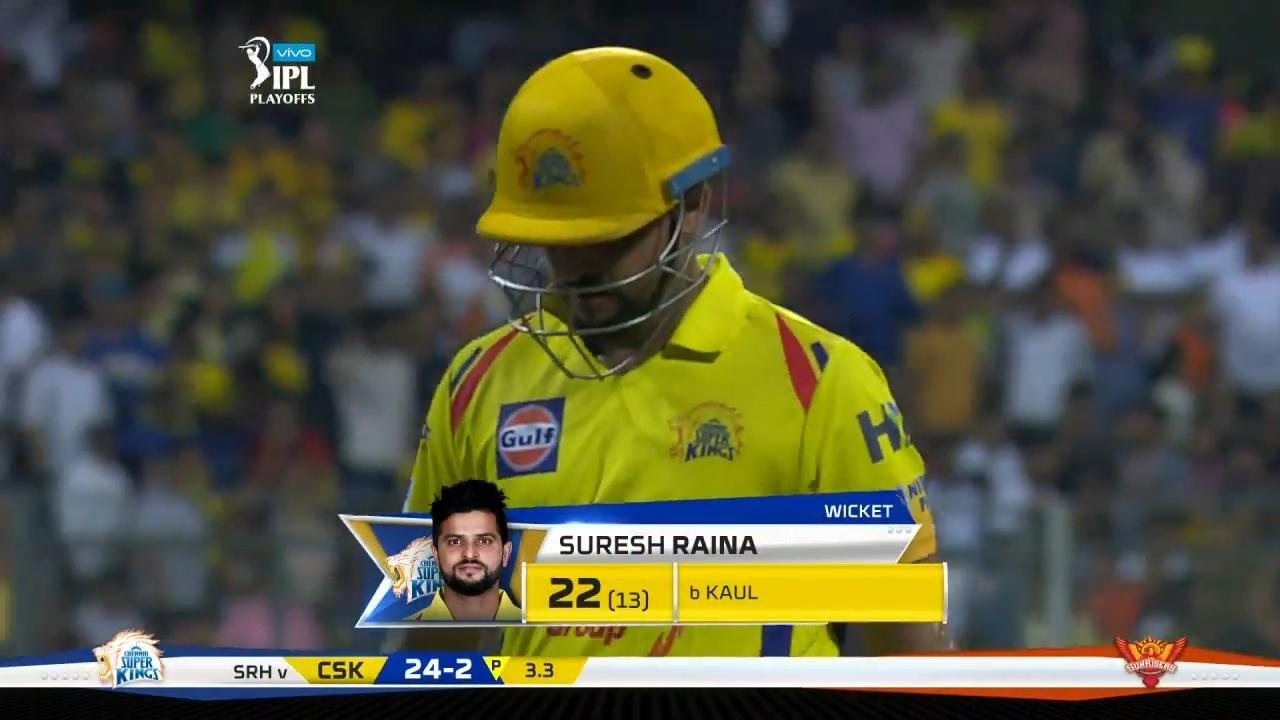 Q1: SRH vs CSK – Suresh Raina Wicket