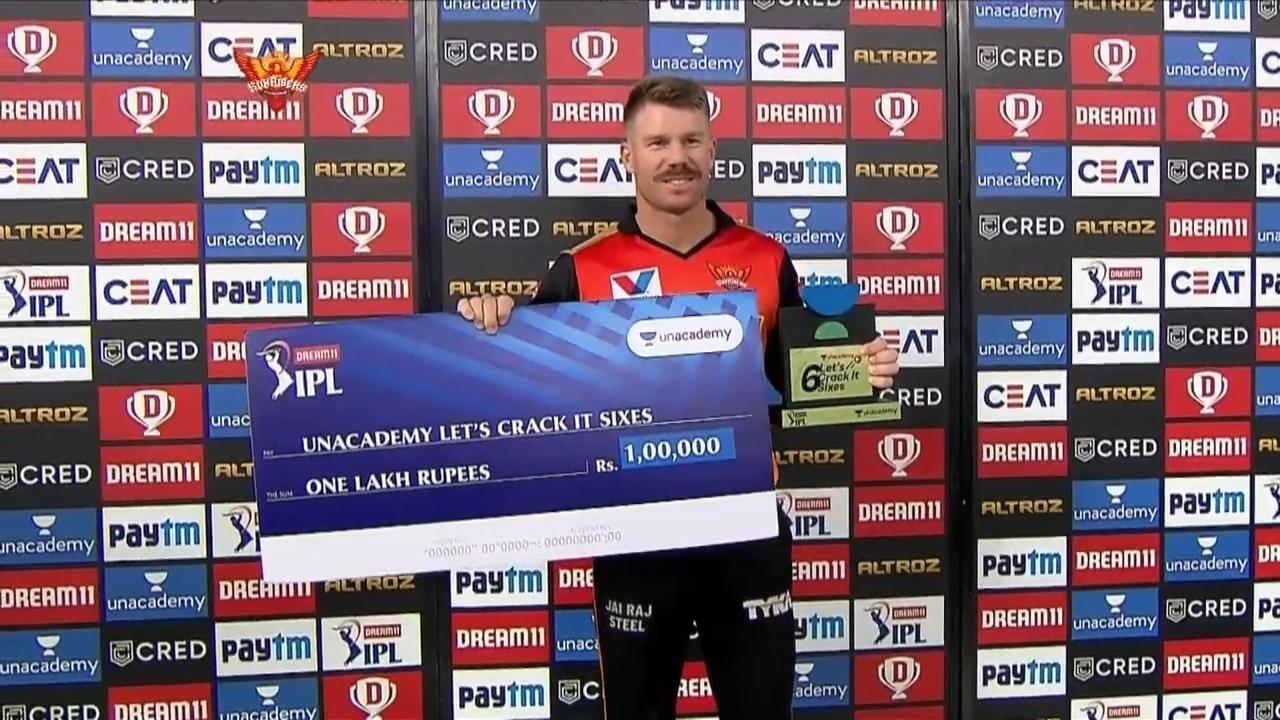 M47: SRH vs DC – Unacademy Lets Crack It Sixes of the Match – David Warner