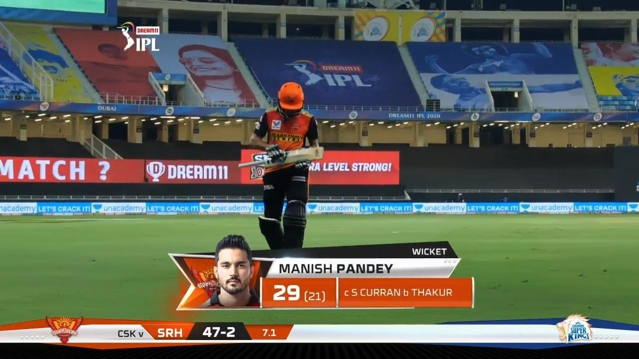 M14: CSK vs SRH – Manish Pandey Wicket
