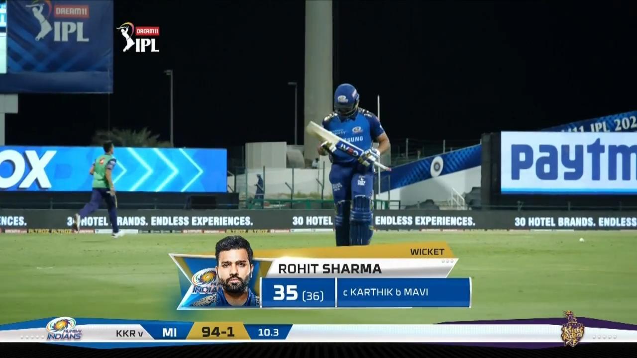 M32: MI vs KKR – Rohit Sharma Wicket