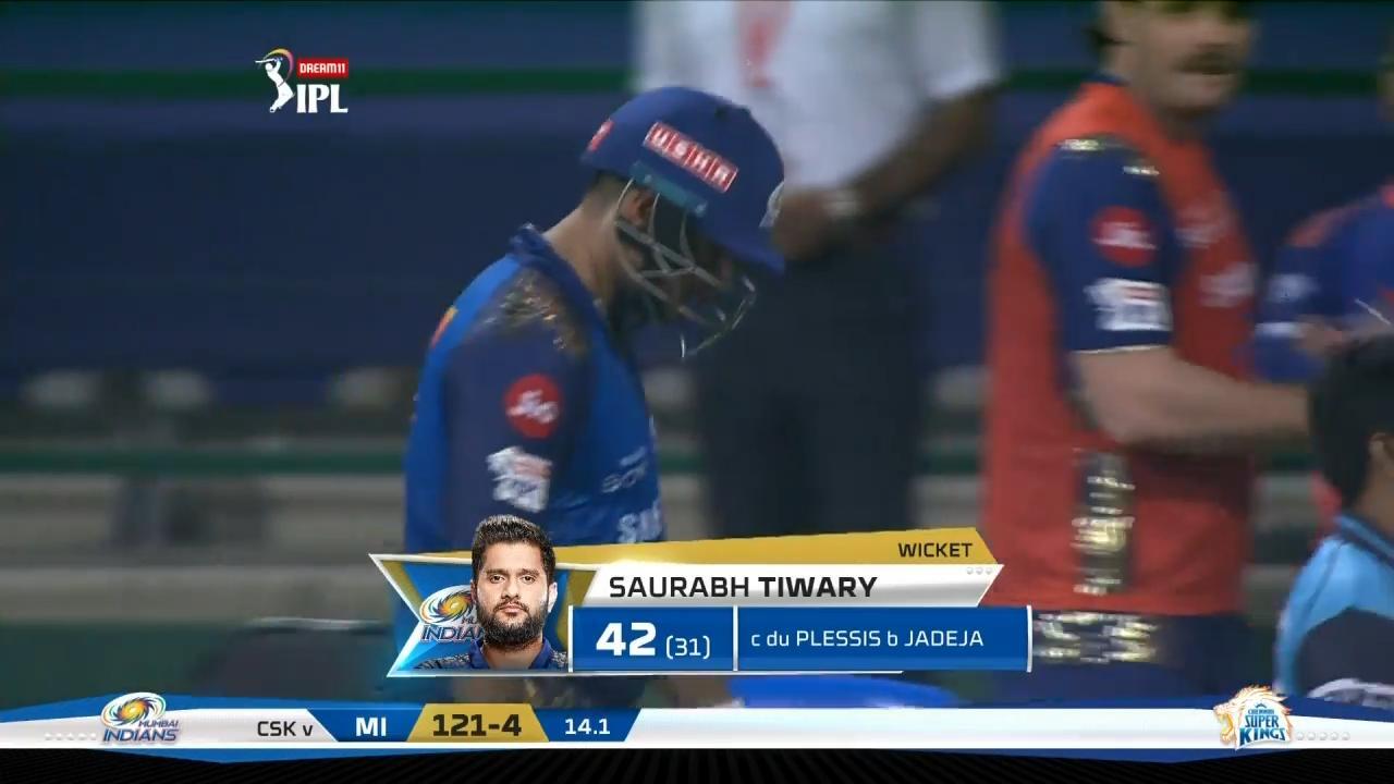 M01: MI vs CSK – Saurabh Tiwary Wicket background