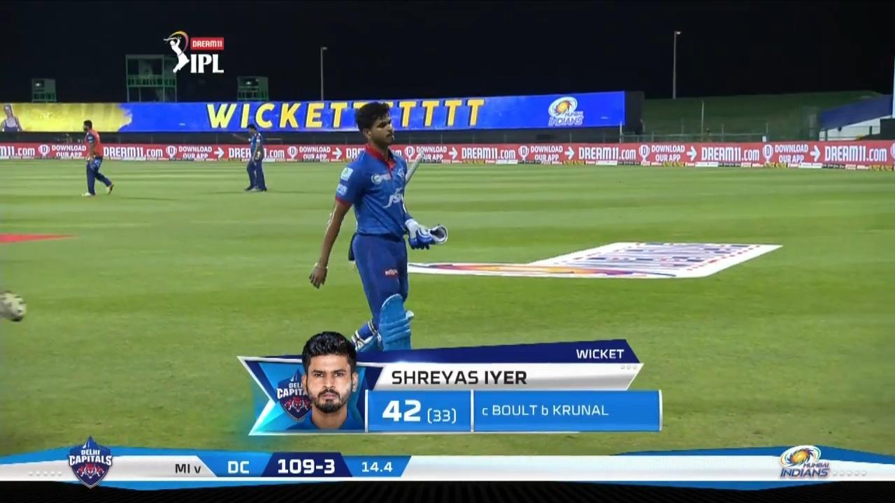 M27: MI vs DC – Shreyas Iyer Wicket