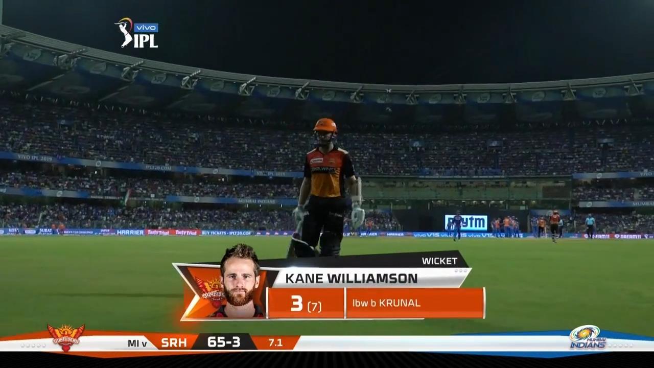 M51: MI vs SRH – Kane Williamson Wicket