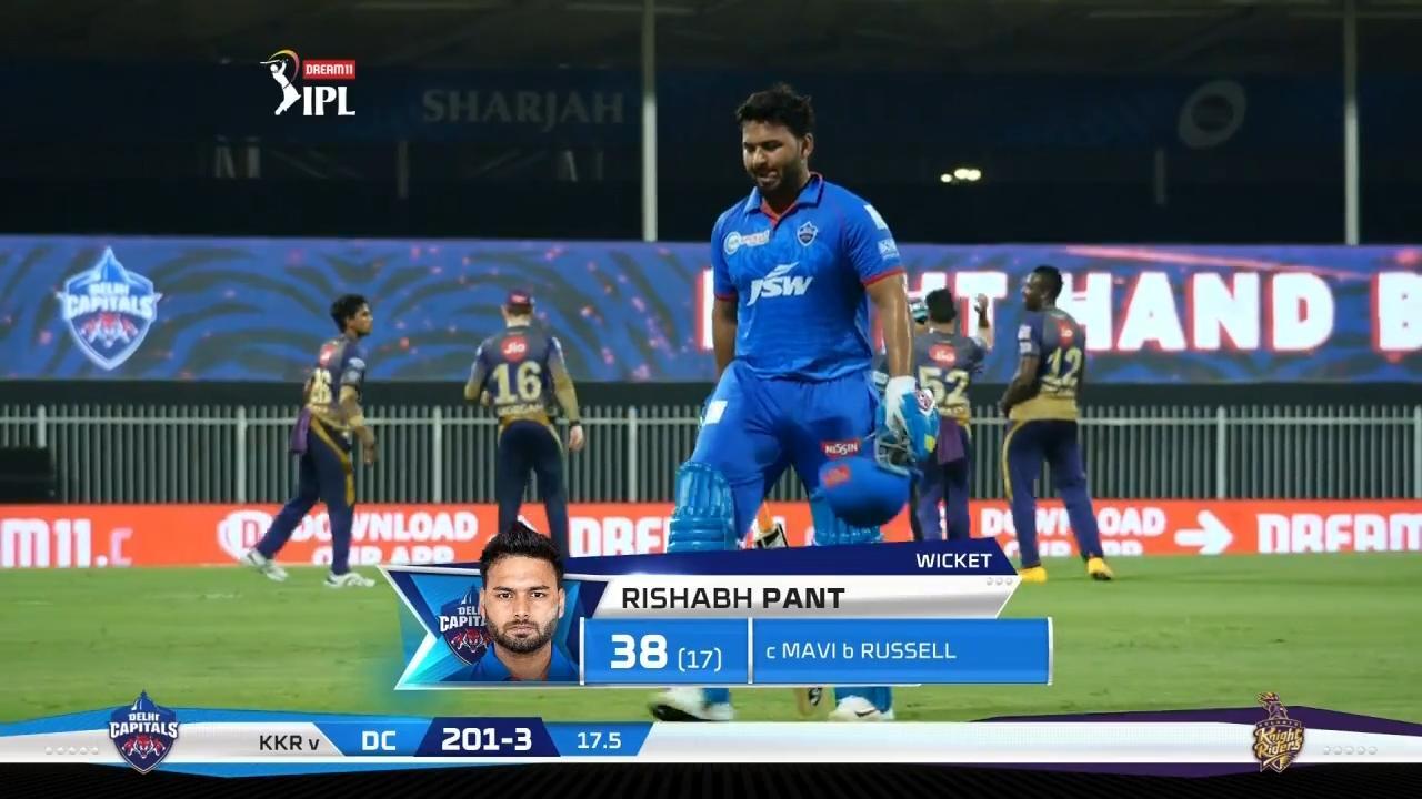 M16: DC vs KKR – Rishabh Pant Wicket