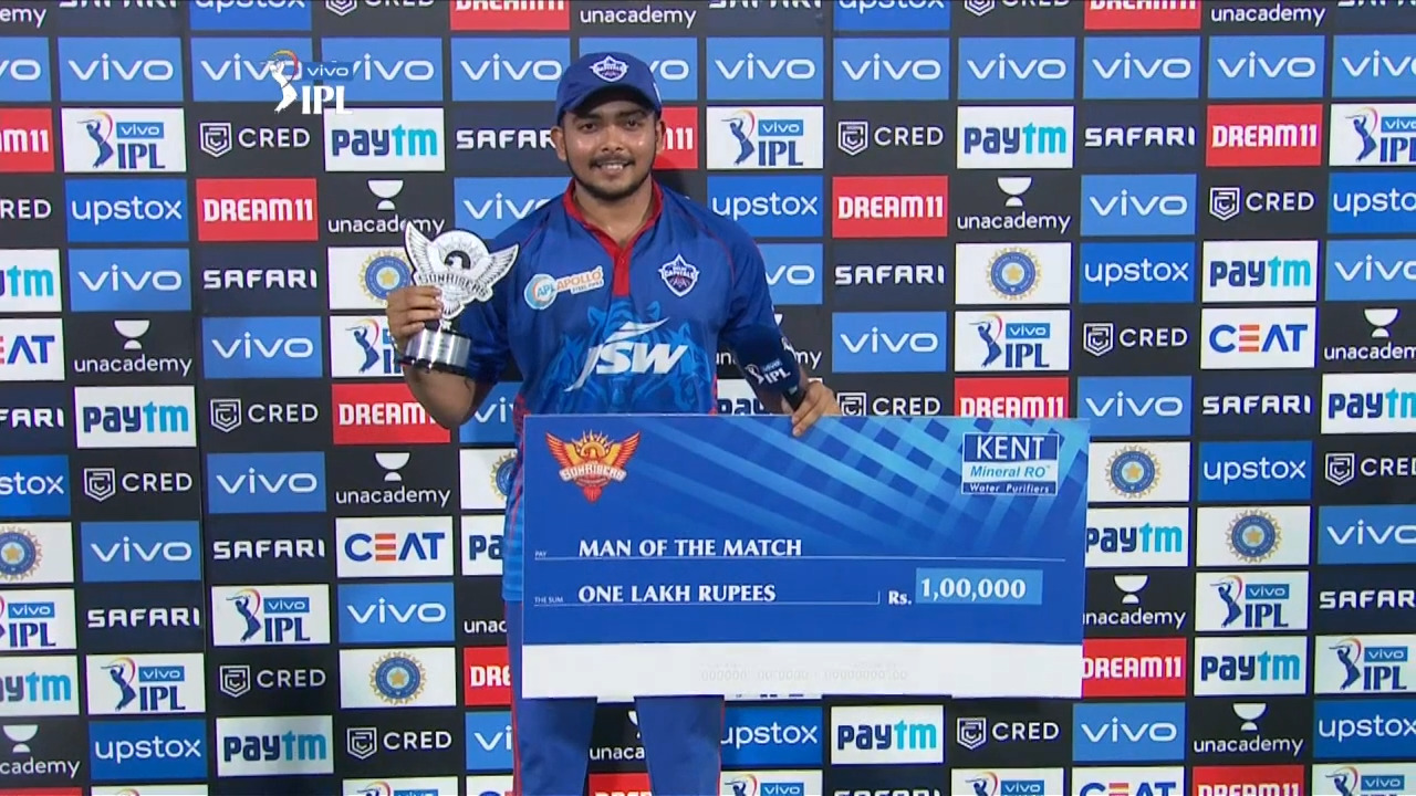 M20: SRH vs DC – Man of the Match – Prithvi Shaw