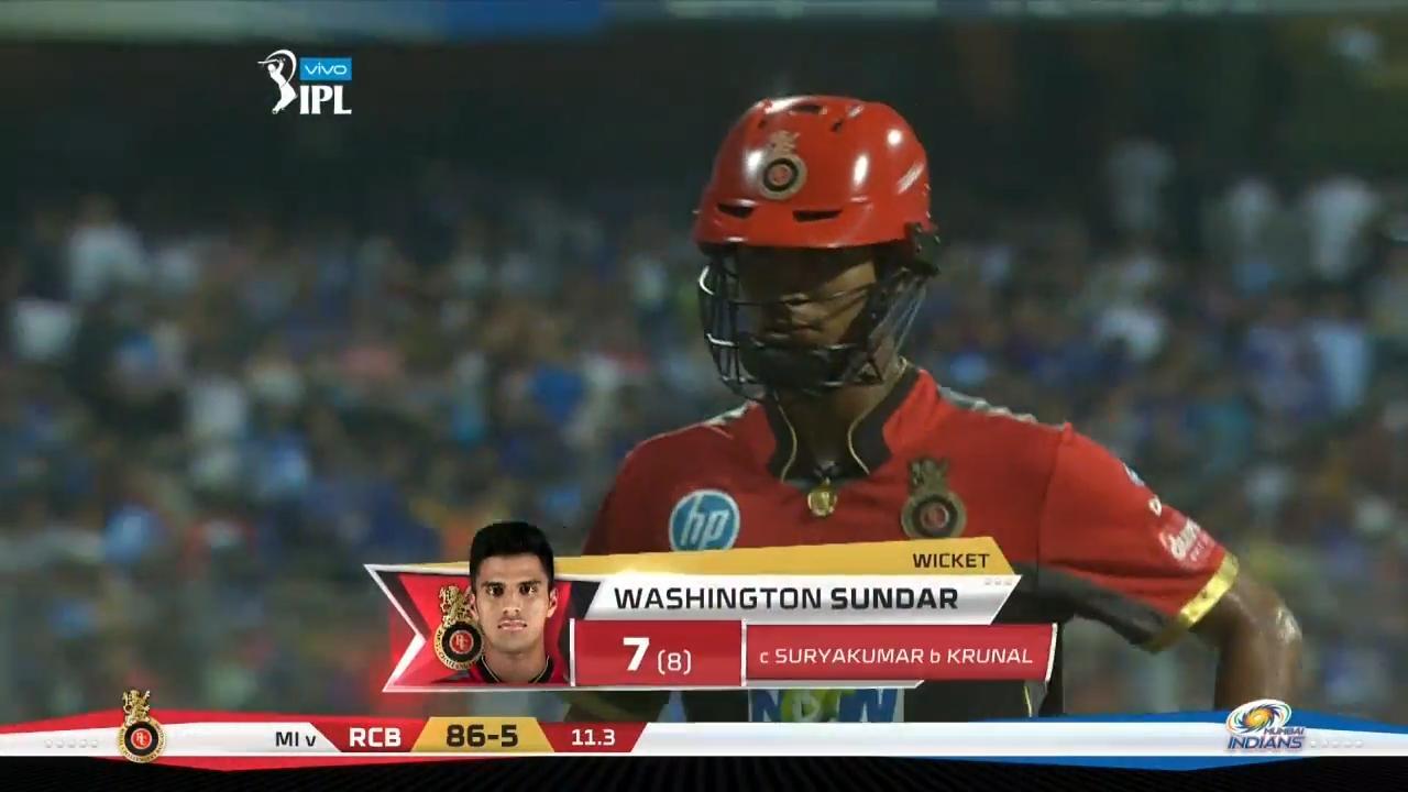 M14: MI vs RCB – Washington Sundar Wicket