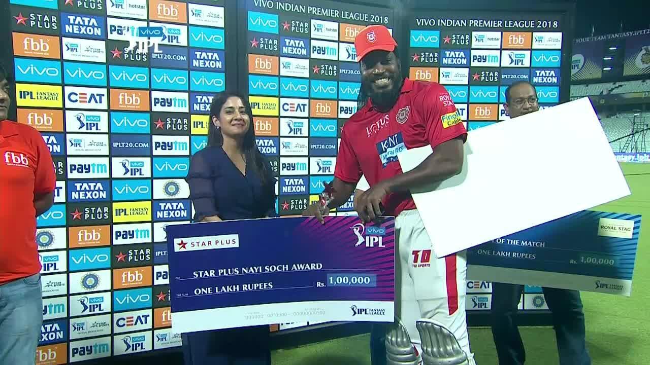 M18: KKR vs KXIP – Star Plus nayi soch award – Chris Gayle background