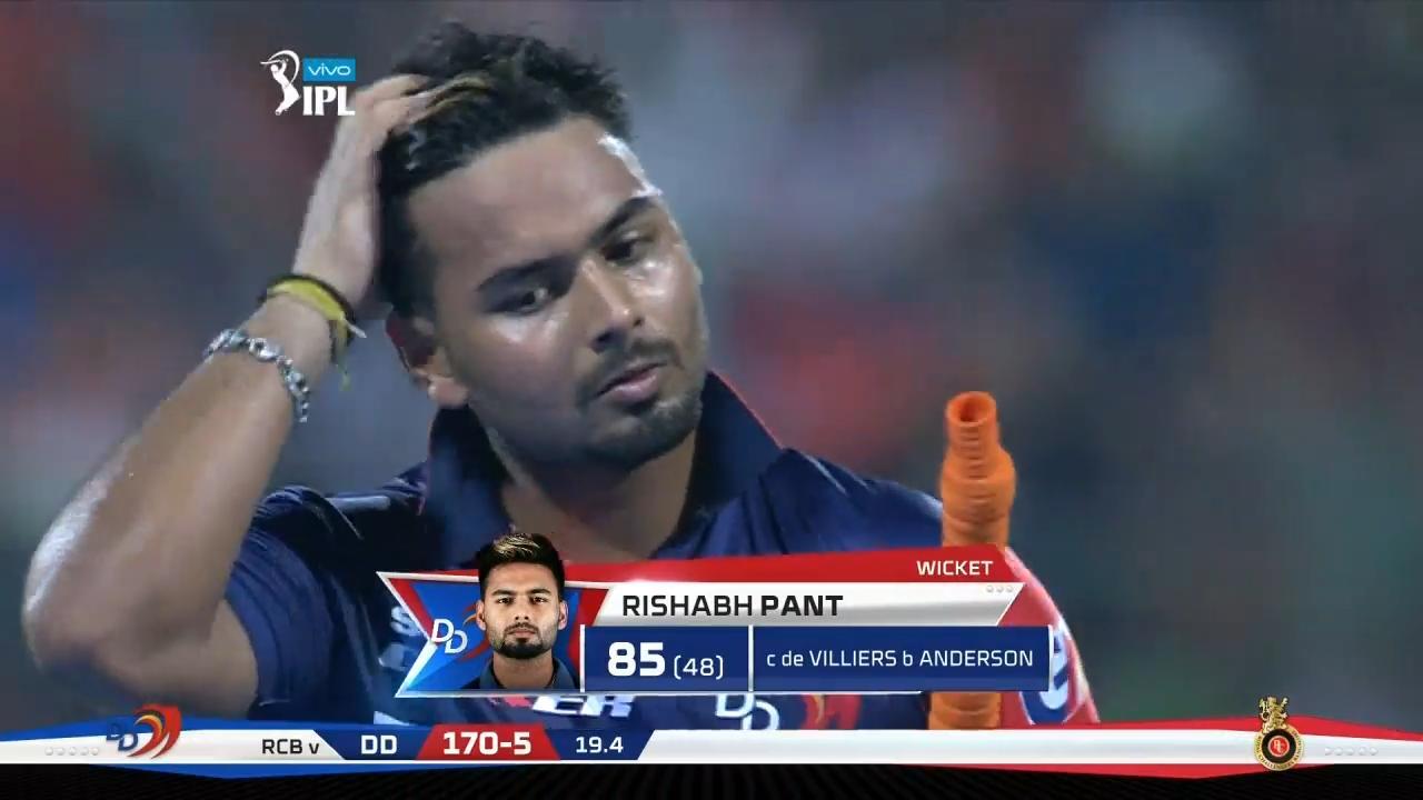 M19: RCB vs DD – Rishabh Pant Wicket