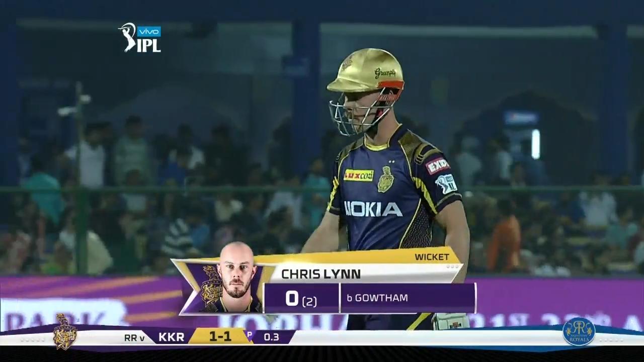 M15: RR vs KKR – Chris Lynn Wicket background