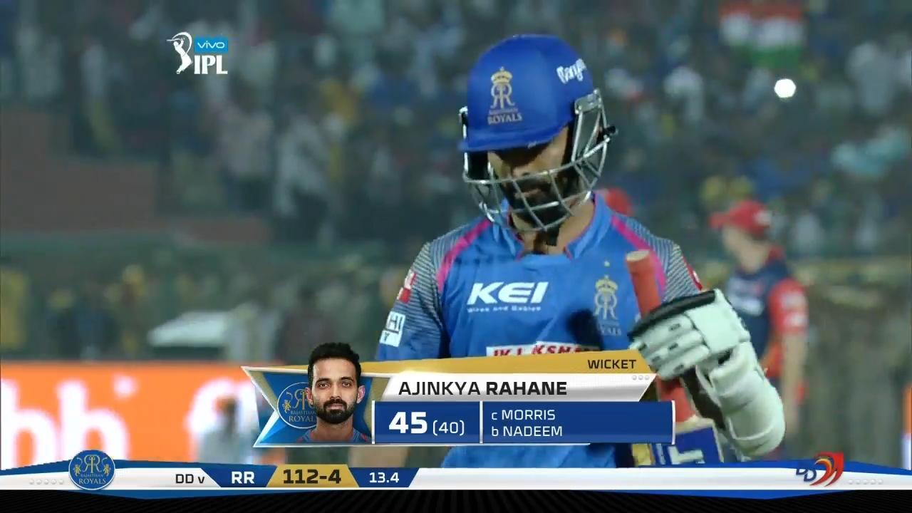 M06: RR vs DD – Ajinkya Rahane Wicket background