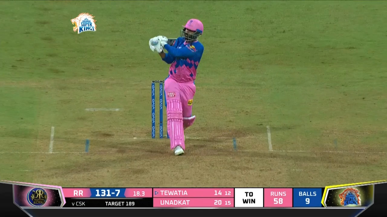M12: CSK vs RR – Rahul Tewatia Six