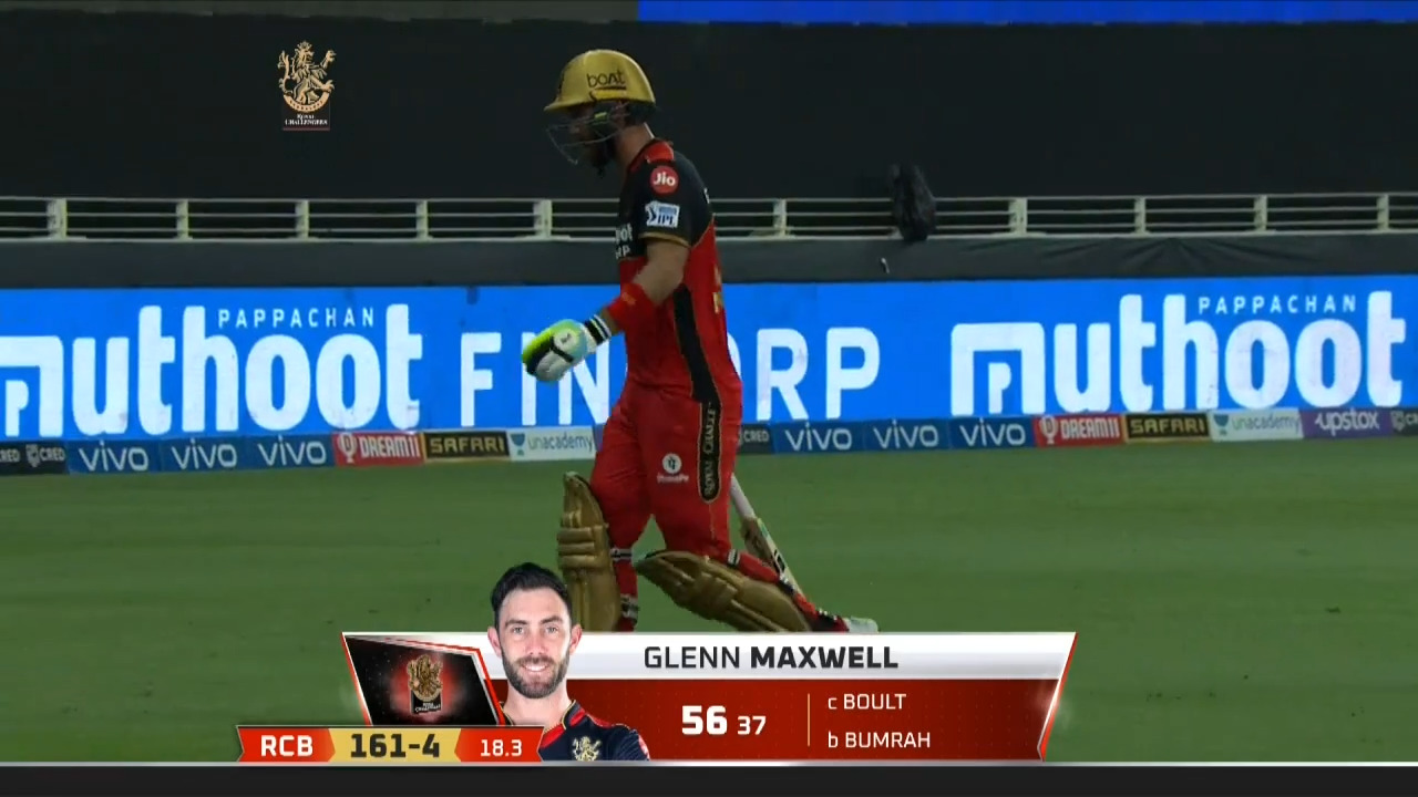 M39: RCB vs MI – Glenn Maxwell Wicket