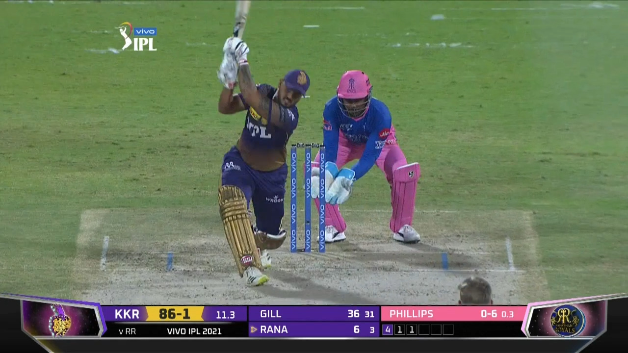 M54: KKR vs RR – Nitish Rana Six background