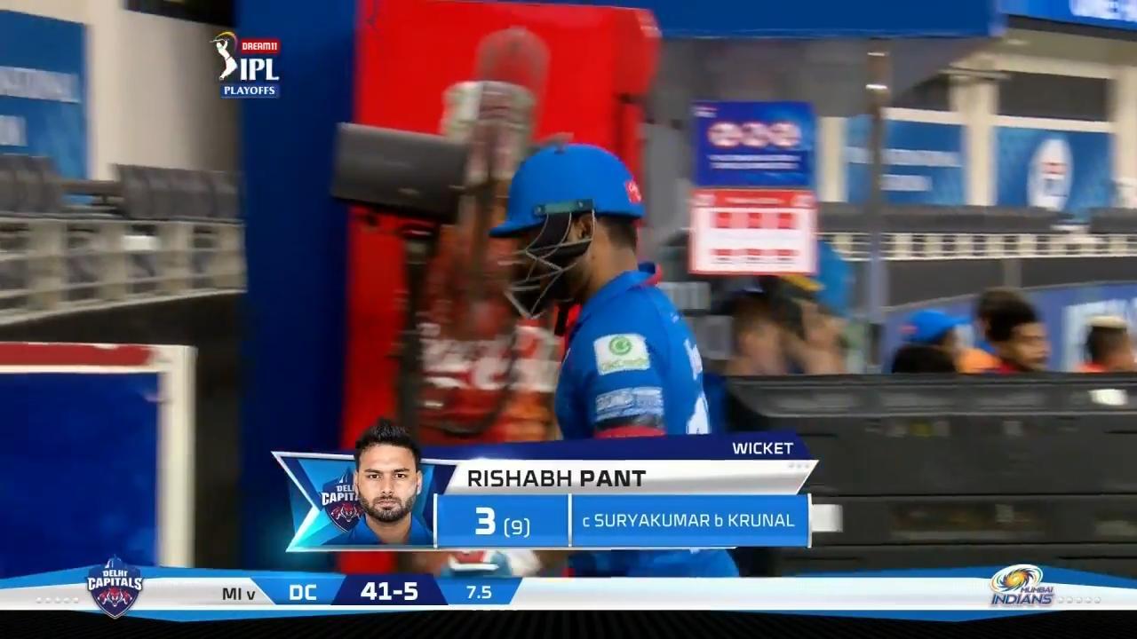 Q1: MI vs DC – Rishabh Pant Wicket