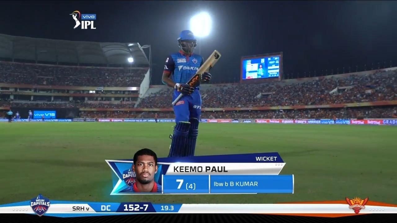 M30: SRH vs DC – Keemo Paul Wicket background