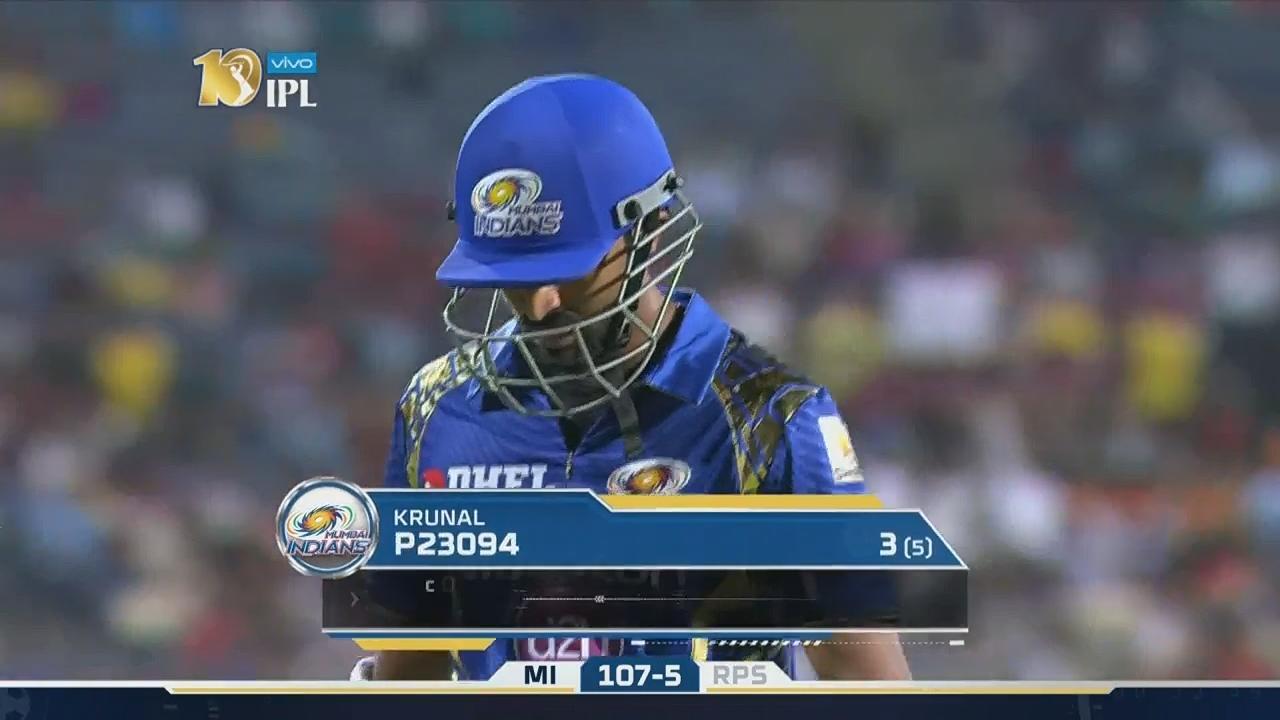 M2: RPS vs MI – Krunal Pandya Wicket background