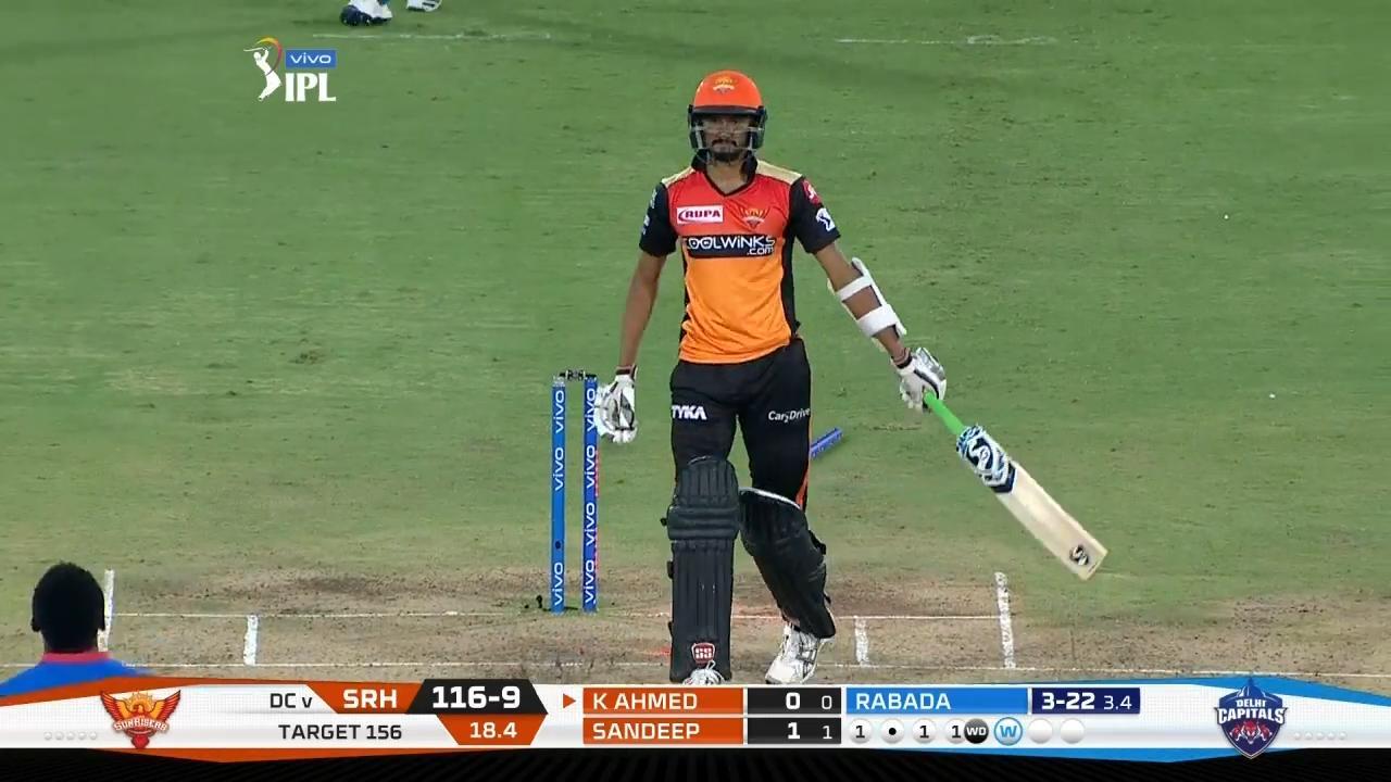 M30: SRH vs DC – Khaleel Ahmed Wicket