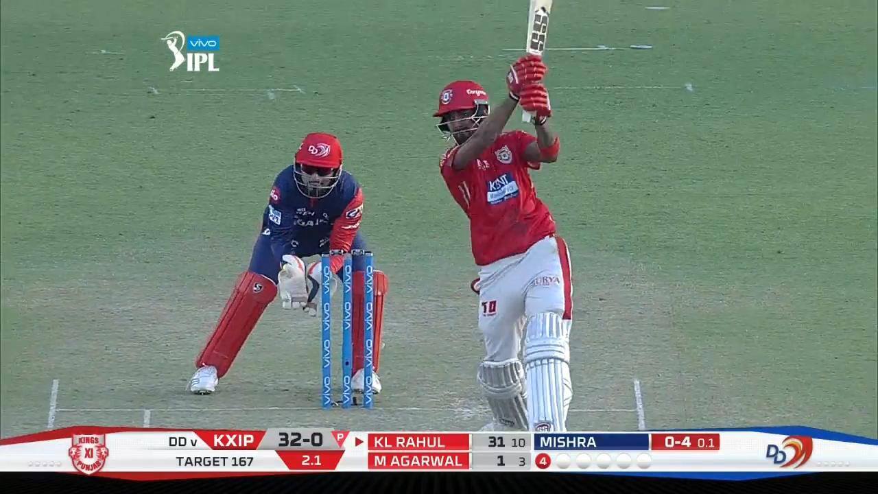 M02: KXIP vs DD: KL Rahul Six