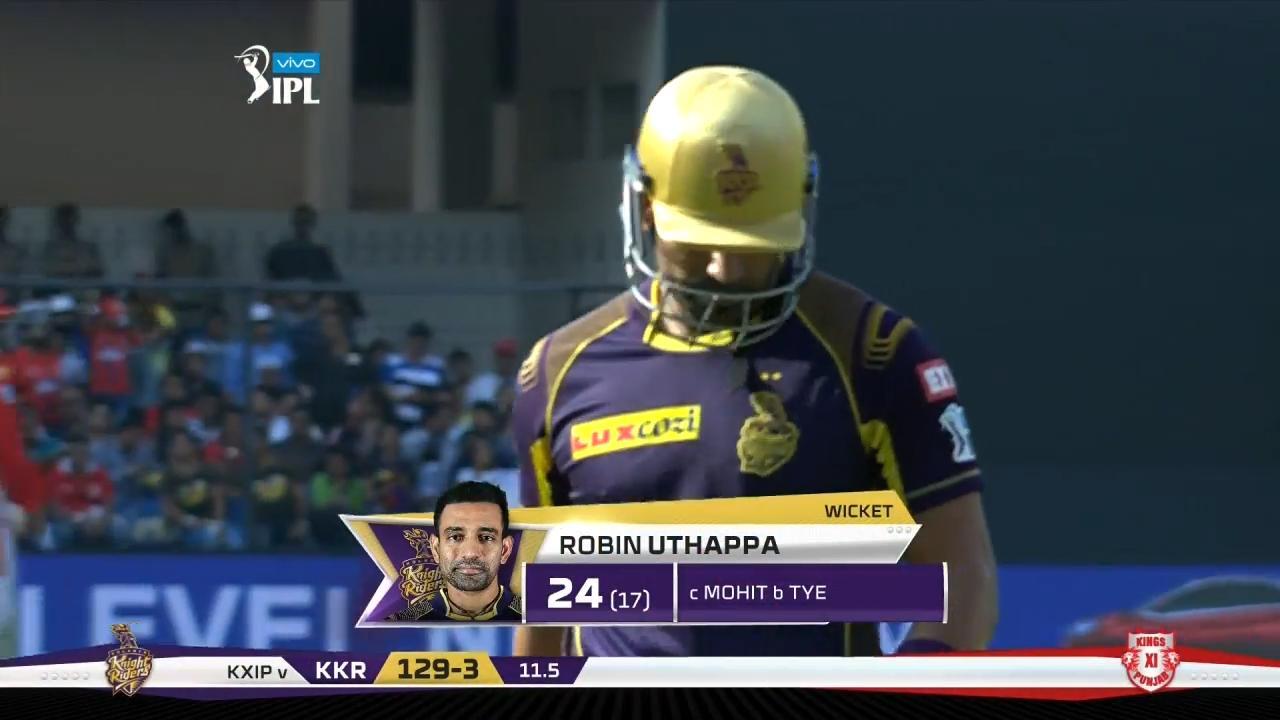 M44: KXIP vs KKR – Robin Uthappa Wicket background