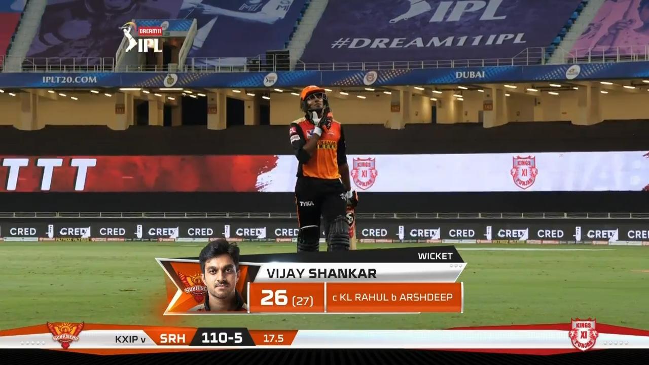 M43: KXIP vs SRH – Vijay Shankar Wicket