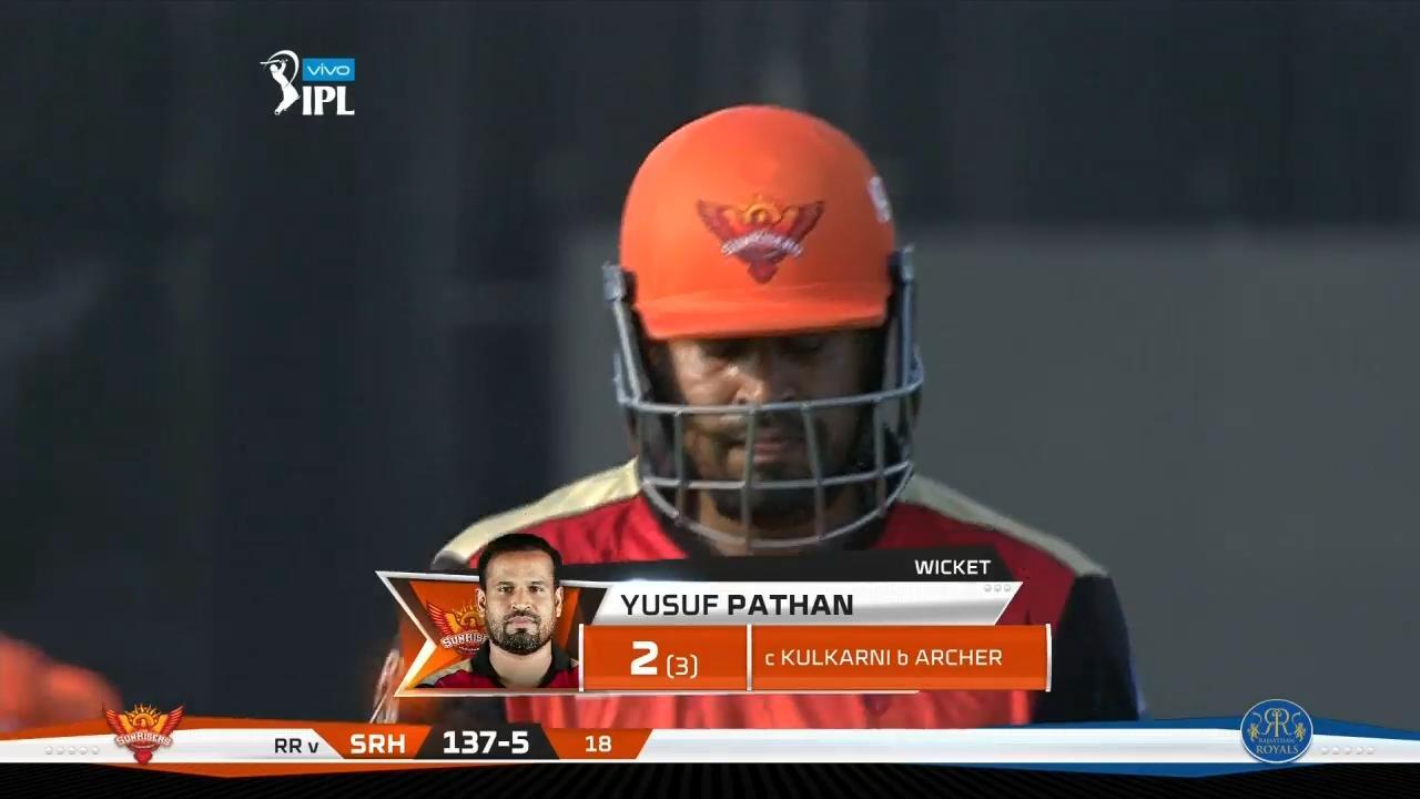 M28: RR vs SRH – Yusuf Pathan Wicket