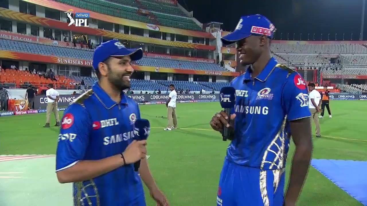 Hitman Rohit Sharma in conversation with Alzarri Joseph