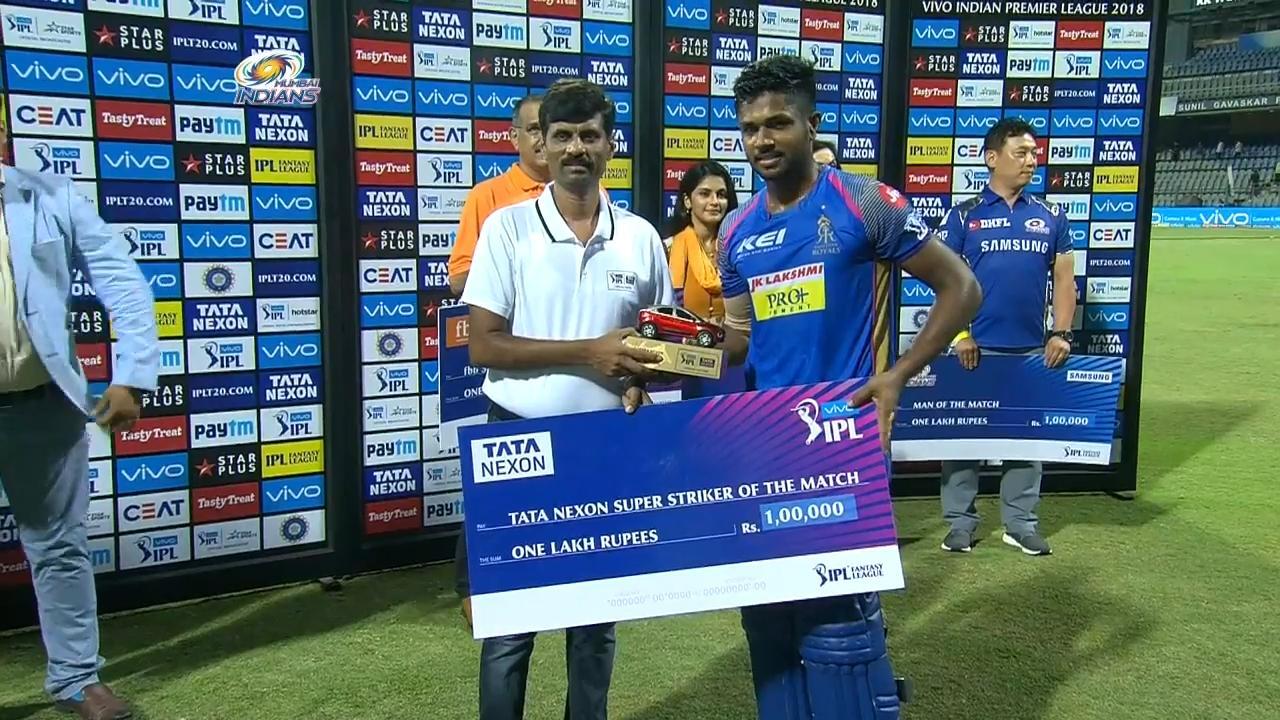 M47: MI vs RR – TATA Nexon Super Striker of the Match – Sanju Samson background