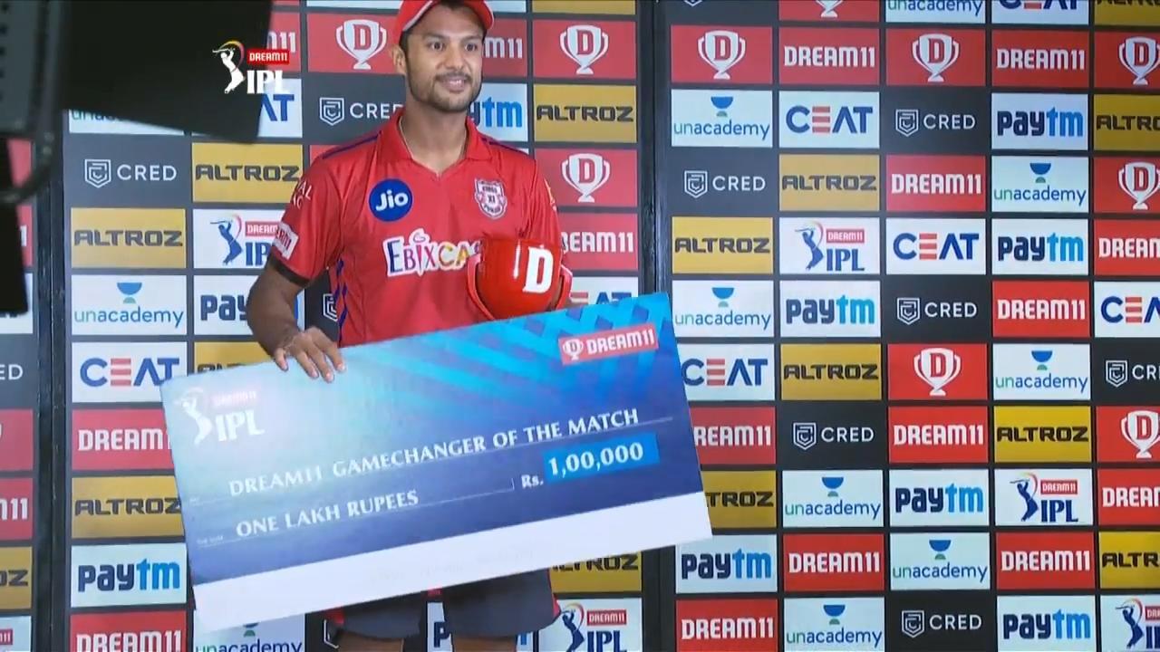 M09: RR vs KXIP – Dream11 GameChanger of the Match – Mayank Agarwal