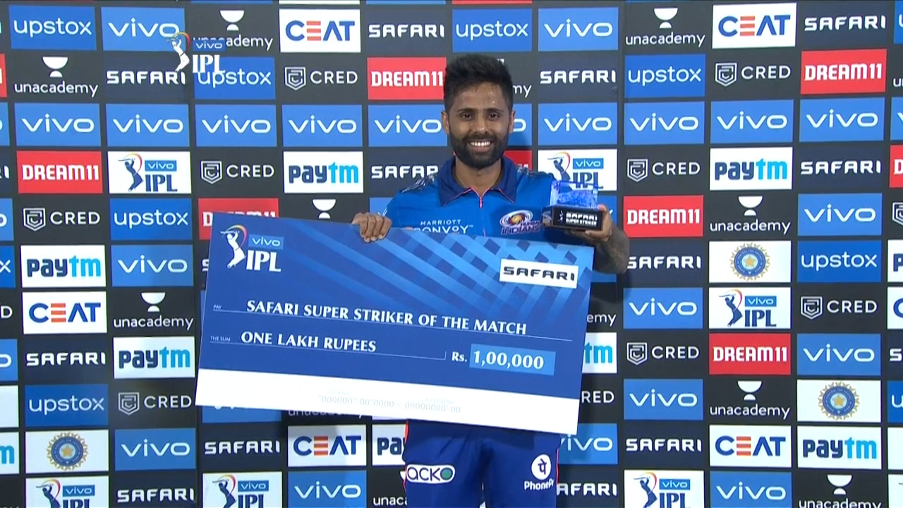 M13: DC vs MI – Safari Super Striker of the Match – Suryakumar Yadav background