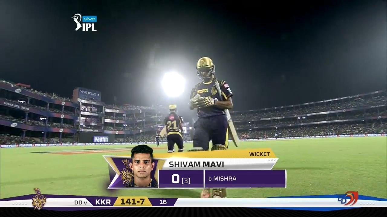 M26: DD vs KKR – Shivam Mavi Wicket