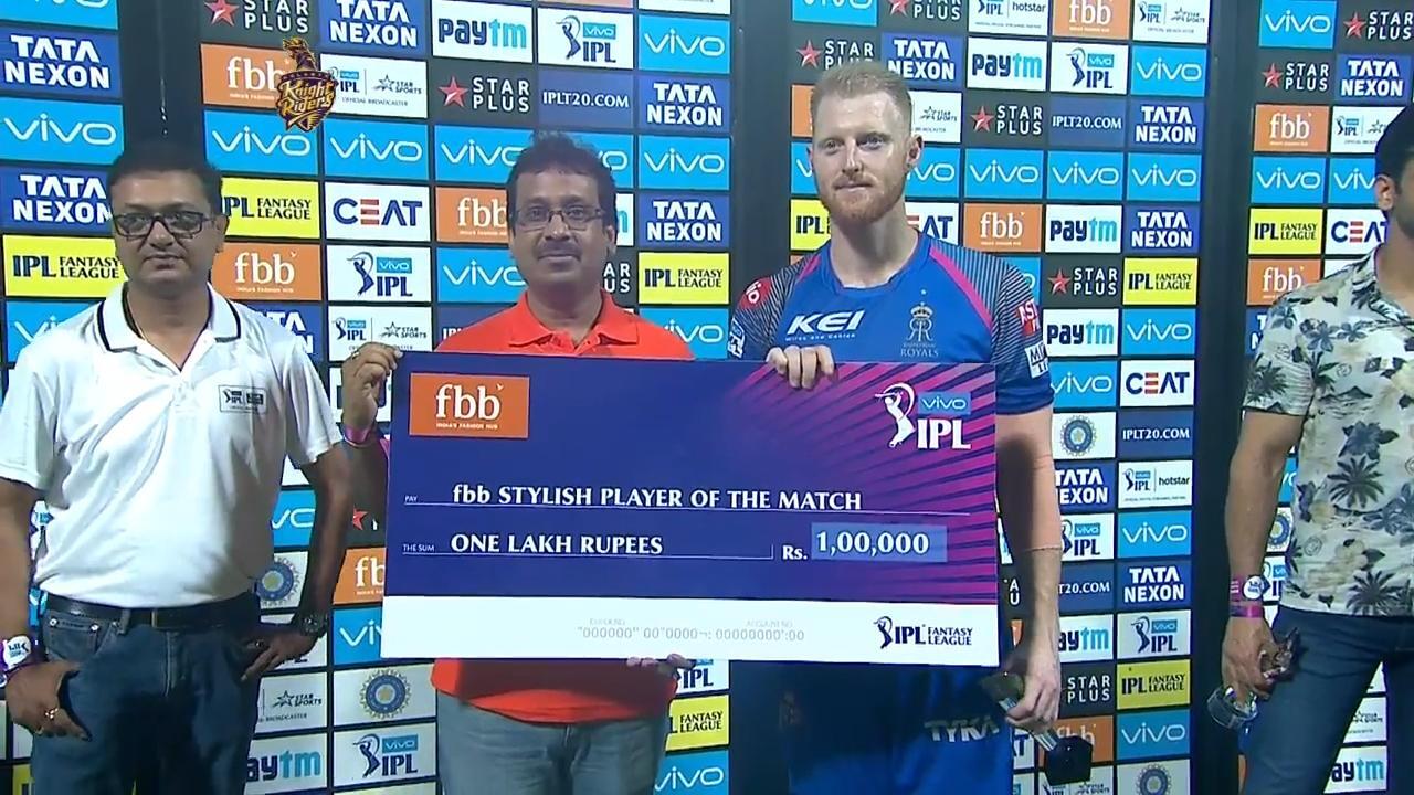 M49: KKR vs RR – fbb Stylish player of the match – Ben Stokes