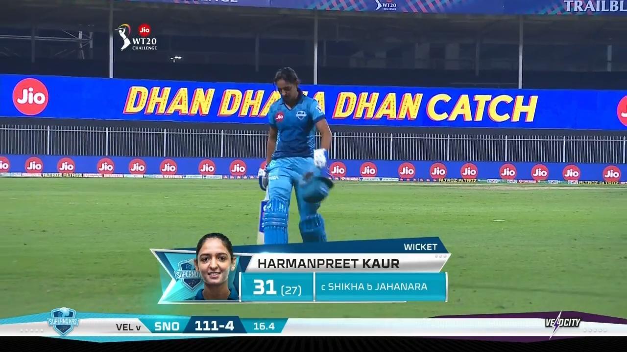 M01: Supernovas vs Velocity – Harmanpreet Kaur Wicket
